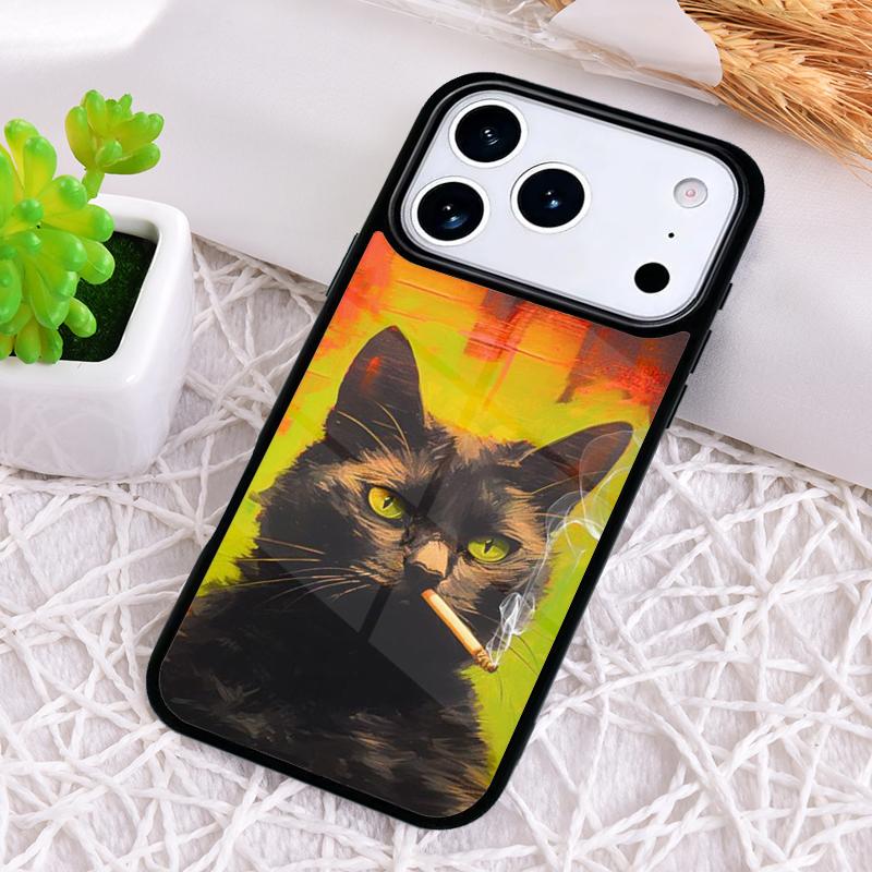 Ударопрочный чехол для телефона 'Курящий кот' для iPhone 17 Air 16e 15 11 12 14 13 Pro Max Чехол Coque