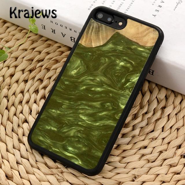 Роскошный защитный чехол Krajews из деревянной смолы для iPhone 14 5 6s 7 8 plus X XR XS 11 12 13 pro max Samsung Galaxy S21 S22ultra