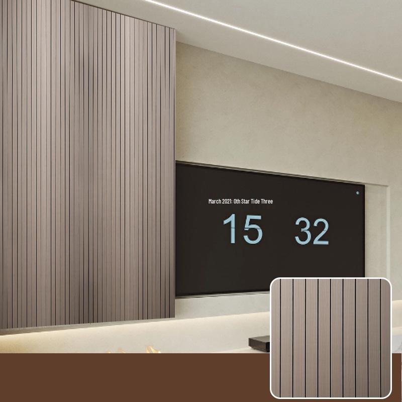3D Self-Adhesive Wood Grain Grille Wallpaper for Living Room TV Background Wall