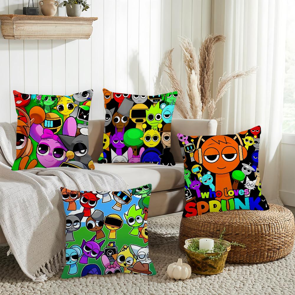 Игровой чехол для подушки Sprunki Incredibox, чехол для домашней подушки, подходит для офиса, дивана, автомобиля, подходит для всех сезонов