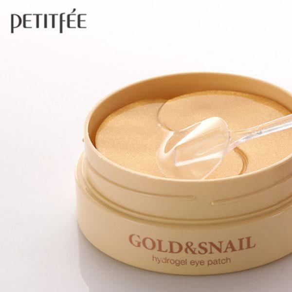 Petitfee Гидрогелевые патчи для глаз с золотой улиткой