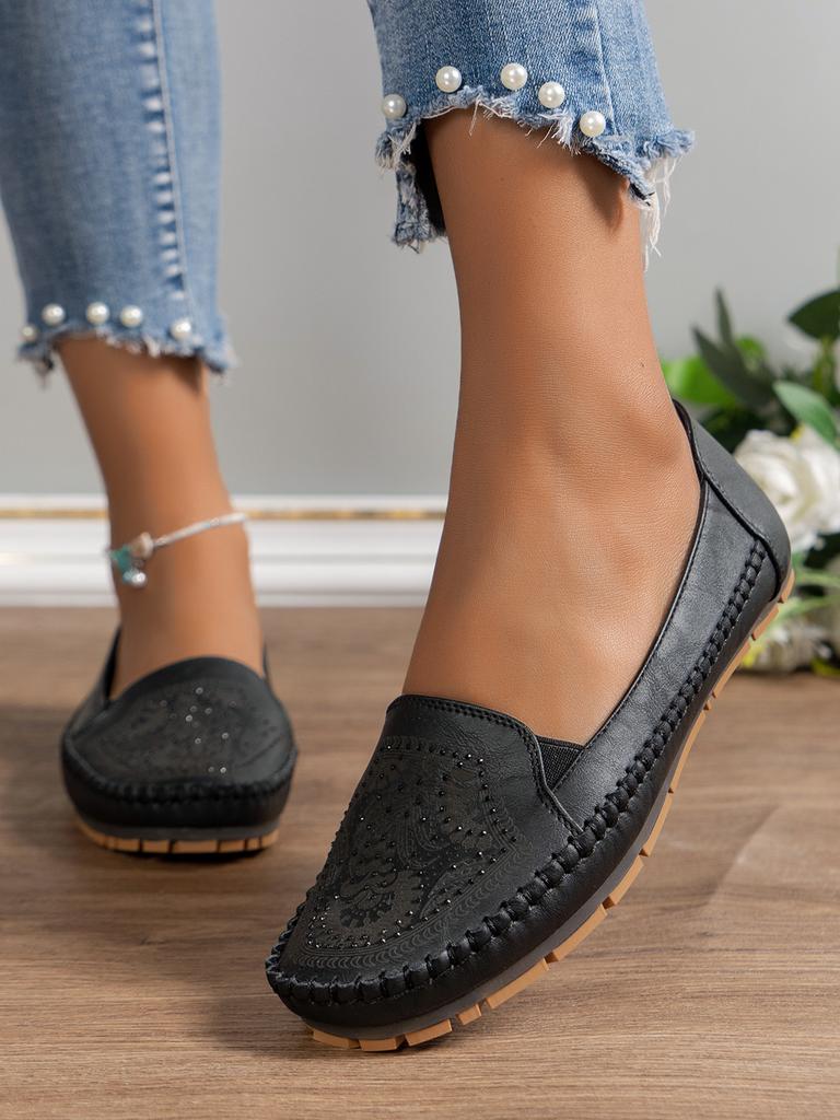 Women Flats Retro Loafers Ballet Pointed Toe Ladies Spring Comfort Non-slip Loafers Slip On Flat Shoe Plus Size 44 Zapatos Mujer