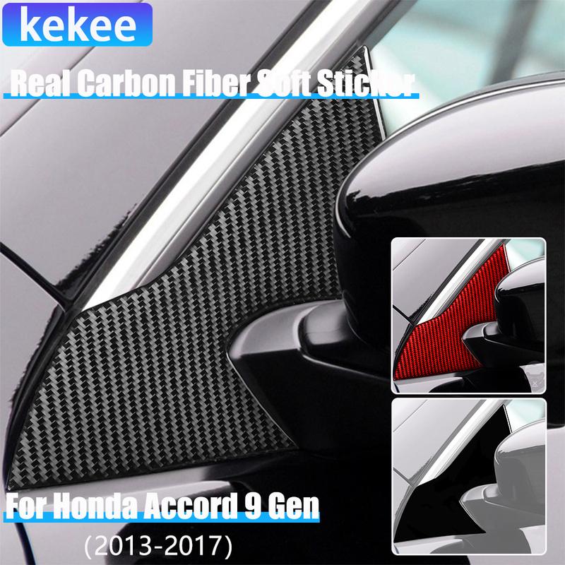 Real Carbon Fiber Car Accessories Side Mirror Panel Decorative Cover Soft Sticker For Honda Accord 9th Gen 2014 2015 2016 2017
