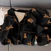 Black Leopard Imitation Cotton Pajamas Women'S Spring And Autumn Long-Sleeved Trousers High-End Wearable Loungewear Set