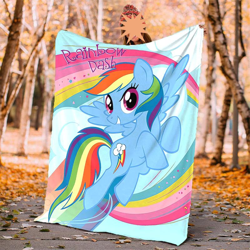 Rainbow Dash Flannel Blanket Soft Warm All-Season Throw, Design for Camping, Car Travel, Hiking Sofa, Bed, Office Perfect Gift for Parties