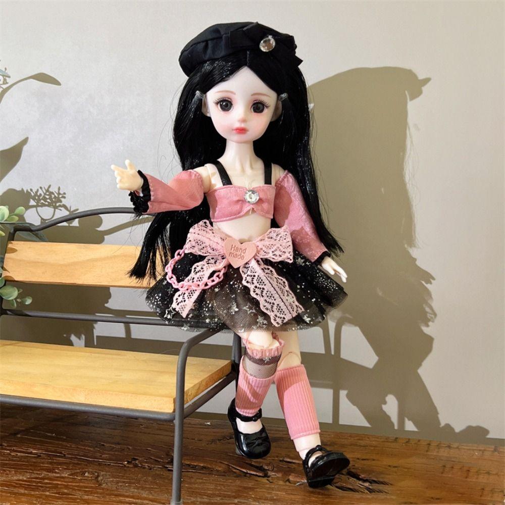 Pretty 30cm Doll Clothes Retro Style Doll Dress Trendy 1/6 BJD Doll Outfit Set (No Dolls or Shoes)