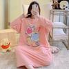 Cute Ins Long-Sleeve Pajamas for Women - Spring/Autumn, Plus Size (Up To 300 Lbs), Mid-Length Nightdress