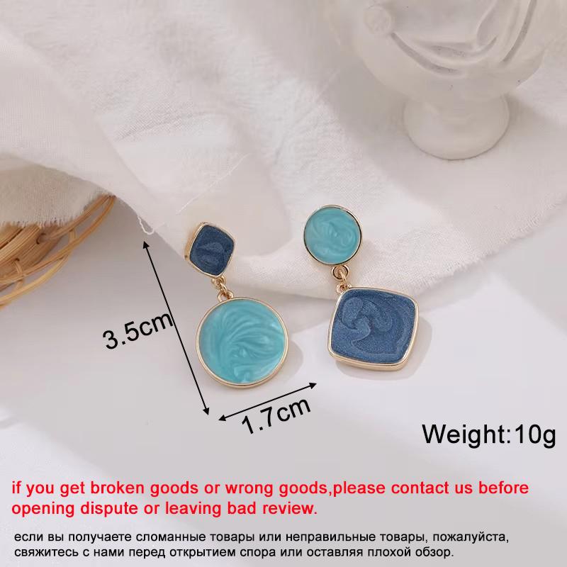Trendy Enamel Women's Earrings Colorful Glaze Heart Drop Earrings Round Square Pendants Geometric Hanging Earrings