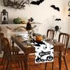 1pc White Black Halloween Table Runner Pumpkin Witch  Pattern Dustproof Durable Tablecloth for Halloween Theme Party Decoration