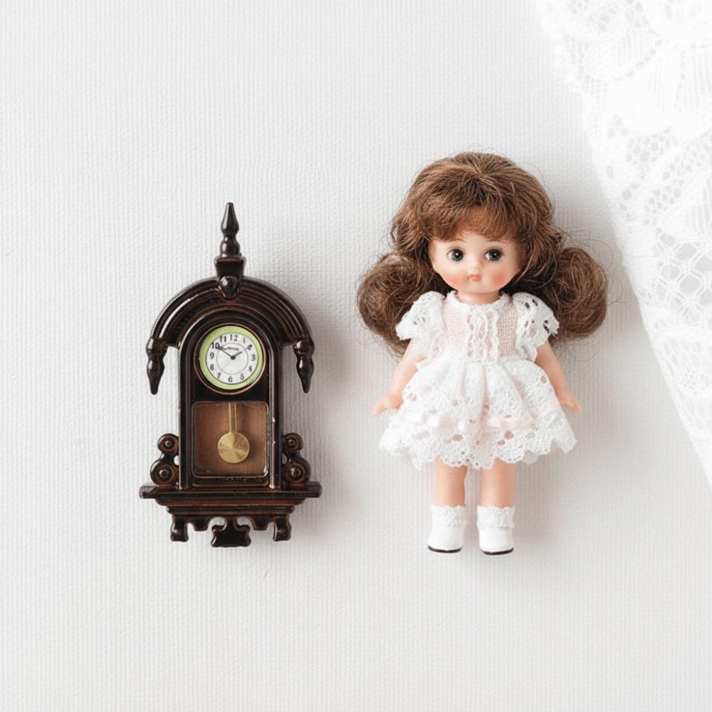 Movable Pendulum Dollhouse Wall Clock Wooden Design Pendulum Clock Study Room Decor