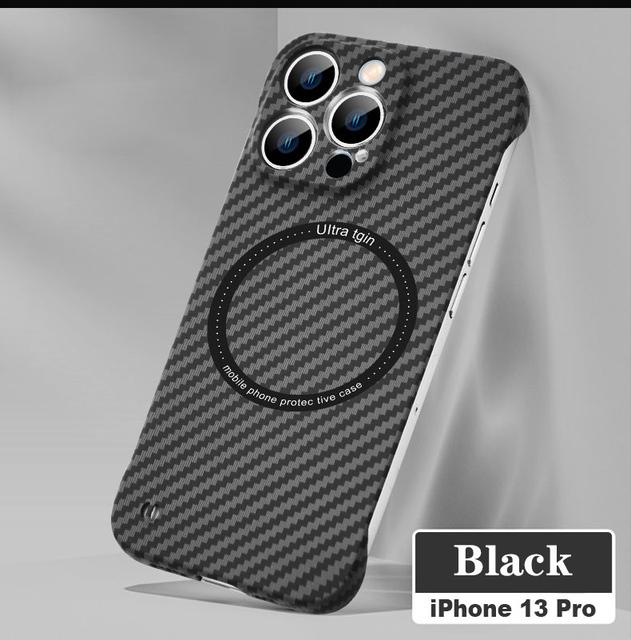 Магнитный чехол для беспроводной зарядки Magsafe для Iphone 13 12 11 Pro Max 13pro, ультратонкий бескаркасный чехол из углеродного волокна с узором