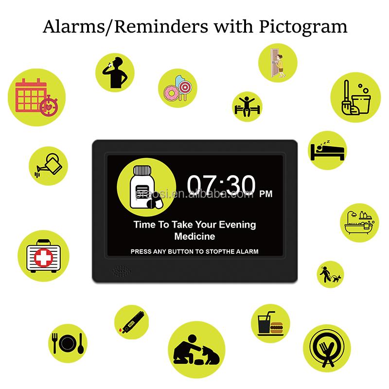 7 Inch Memory Loss Alzheimer Large Display Digital Calendar Clock Dementia Day Alarm Clock ( WIFI or Withth WIFI Optional )