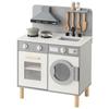 Bon Furniture Деревянный игровой набор Кухня со звуком и светом, стиральная машина, кухонная утварь, развивающая игрушка, ролевая игра, мини-плита со световыми эффектами