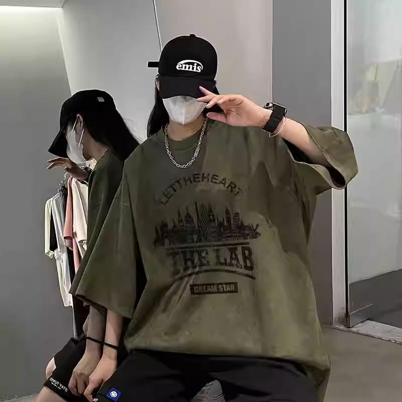 Модная мужская футболка с коротким рукавом и буквенным принтом, летняя футболка, свободный повседневный топ модного бренда