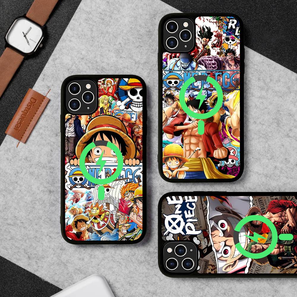 Cartoon Ones P-Piece Luffys-Ace Magnetic Matte Phone Case For IPhone 16 17 15 14 13 12 11 For Magsafe Wireless Charge Cover