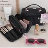 2024 Новая кремово-розовая косметичка с бантом: Вместительное портативное хранилище для туалетных принадлежностей для женщин