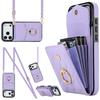 For iPhone 17 Pro Max Case RFID Blocking Card Bag Leather + TPU Crossbody Phone Cover with Ring Kickstand