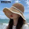 New Spring Summer Hats for Women Flower Beads Wide Brimmed Jazz Panama Hat Sun Visor Beach Hat Flower Pearl Straw Hat