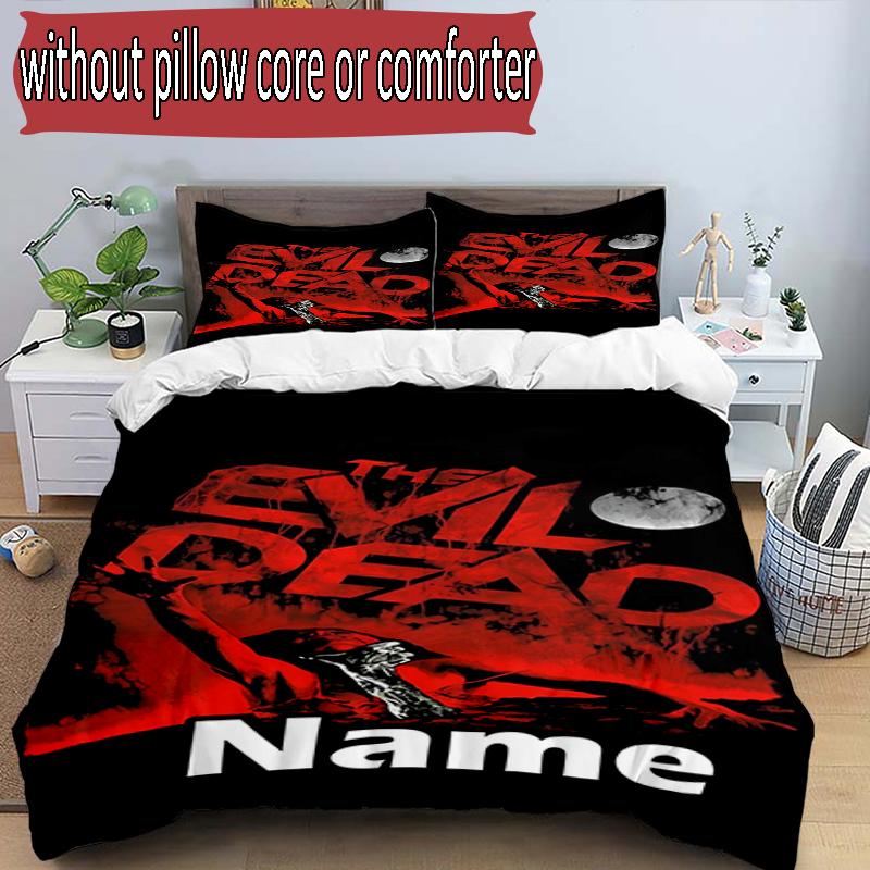 3pcs Duvet Cover Set (1*Duvet Cover + 2*Pillowcase, Without Core), Custom Name The Evil Dead Pattern Bedding Set, Home Bedroom Decor Gift