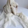 Pure White 80s Wool Scarf and Shawl Handmade Plant Dyeing Scarf for Women Autumn and Winter Warm Neck Warm Hollow Scarves