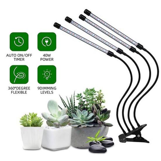 Full Spectrum Plant Grow Light with Clip Dimmable Plug-Play High Brightness Waterproof LED Plant Light Flower Grow Lamp