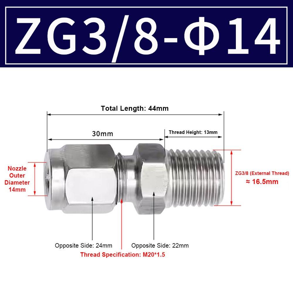 1 шт. Трубный соединитель из нержавеющей стали 304 Метрический фитинг ZG для масла, воды, газа