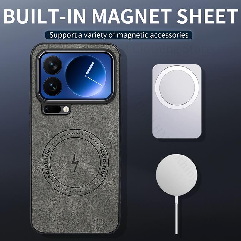 Чехол из мягкого ТПУ с амортизирующим бампером из искусственной кожи для Xiaomi 17 Pro Max, магнитный чехол Magsafing для телефона для Xiaomi 14T Pro mi 17 Pro Fundas