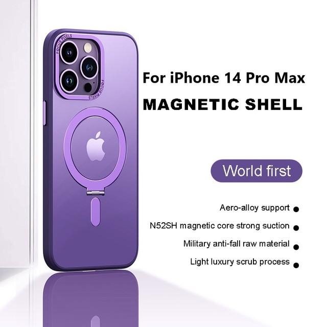 Матовый прозрачный чехол для Iphone 14 Pro Max с кольцевым держателем, магнитный чехол для телефона 11 12 13 14 Pro Max с поддержкой беспроводной зарядки