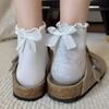Mid-Calf Bowknot Cotton Socks - Solid Color, Ruffle Edge, Bubble Top, European & American Style Women's JK Socks