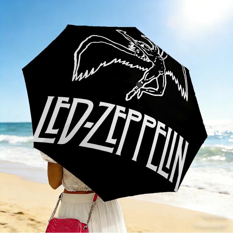Zeppelin Art 8 Ribs 3Fold Black Glue Uv Protection Umbrella Sun Protection Rainproof Compact Folding Umbrella For Travel Daily Use C923679