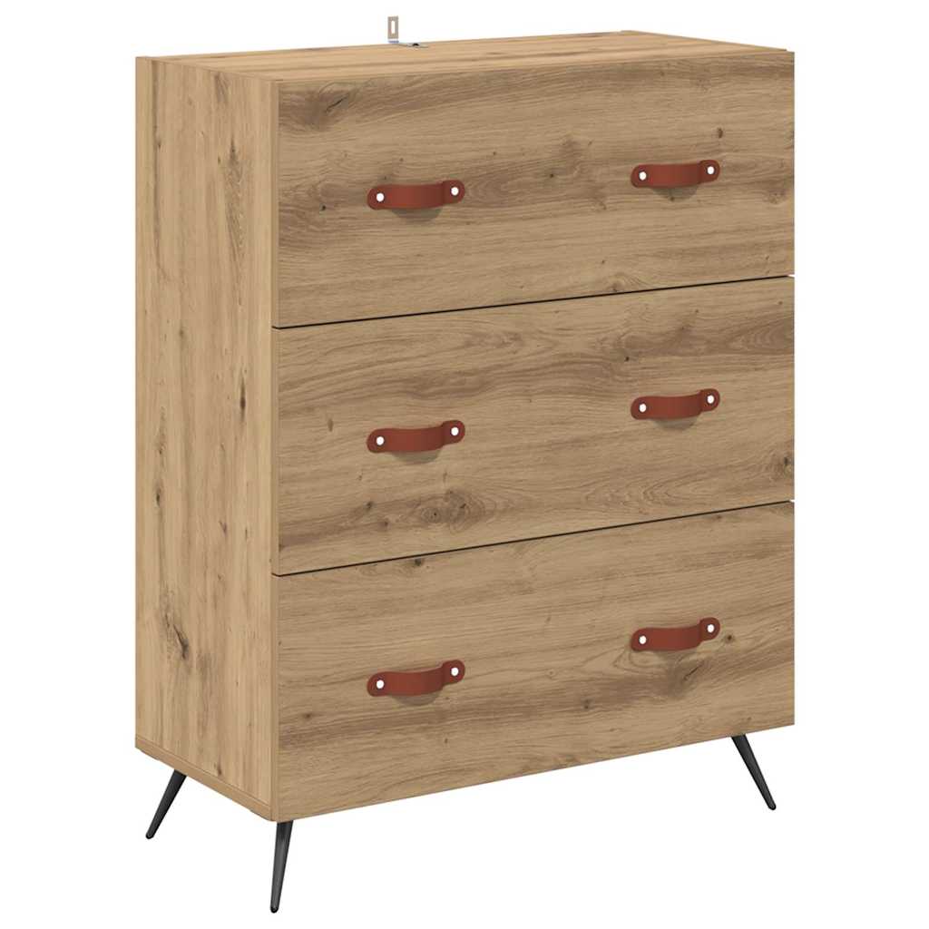 Highboard Cabinet with Shelf 2 pcs Artisan Oak Wood Material