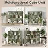 10-Cube Bookcase, 3-Tier Book Shelf with Solid Wood Legs, 140 cm Modern Bookshelf with Anti-Tip Kit, Light Green