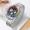 Часы Skmei многофункциональные шестистрелочные кварцевые часы разноцветные бриллианты модные ветровые женские часы стальной ремешок