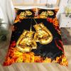 Boxing Sport Duvet Cover King Queen Golden Boxing Gloves Bedding Set Yellow Fire Print Comforter Cover Microfiber Quilt Cover