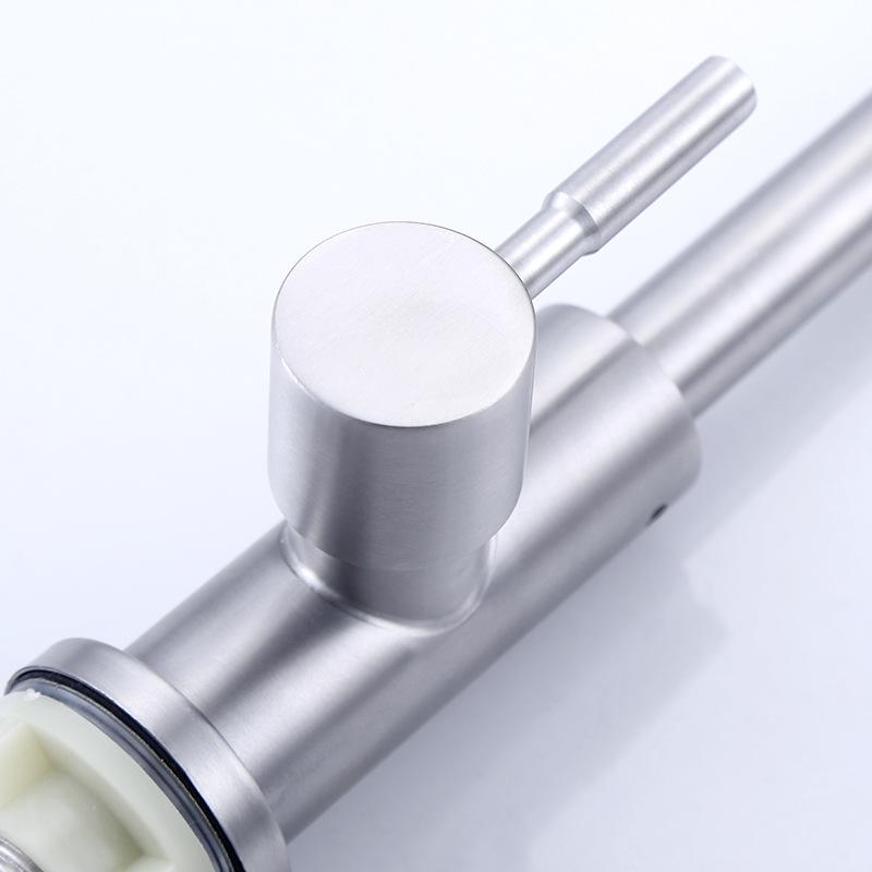 Modern 304 Stainless Steel Single Cold Water Kitchen Faucet with Flexible 360 Swivel Spout Anti-splash Design Brushed Finish