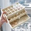 Three-layer Flannel Jewelry Storage Box, Earrings, Earrings, Storage Box, Jewelry Dust-proof Drawer Jewelry Box Storage