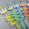 6 шт., мультяшные животные, блестящие соломинки, кошачья любовь, корона, кролик, украшения в форме фруктов, пластиковые спиральные соломинки для детей, товары для вечеринок, украшения