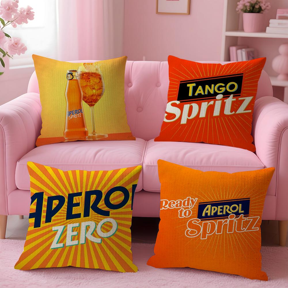 A-Aperol Логотип Наволочка Натуральный Лен Органическая Ткань Двусторонняя Печать Диван Домашний Декор Подарок Наволочка