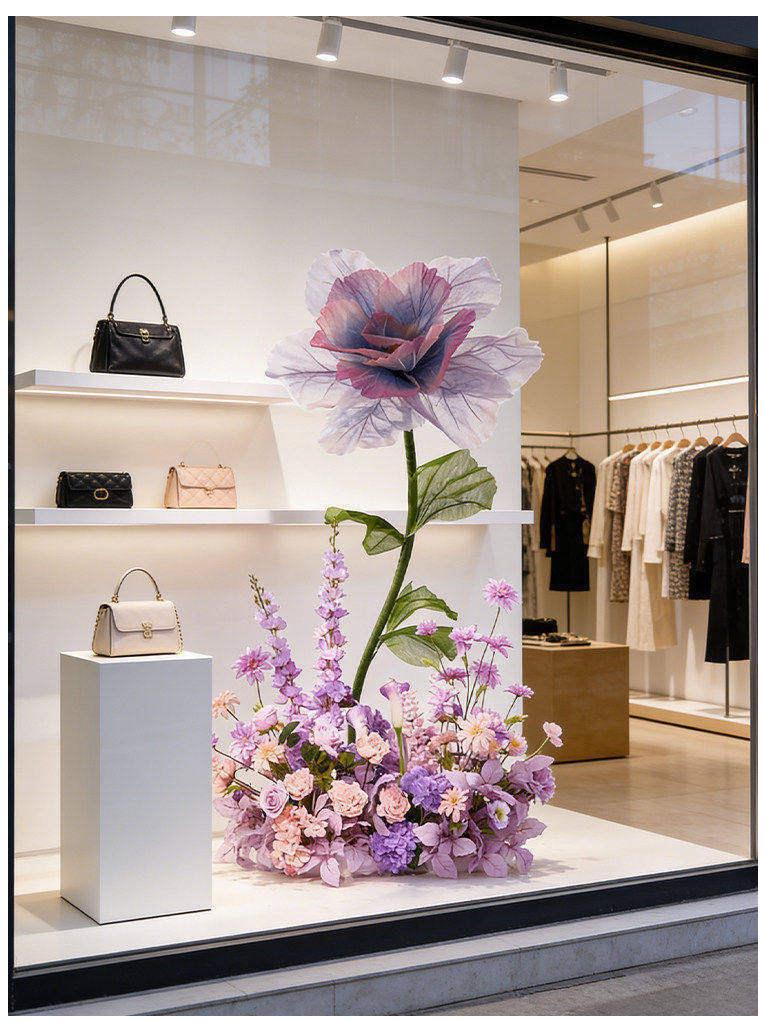 Purple Artificial Flowers for Window Display, Scene Decoration, and Clothing Store Visual Merchandising