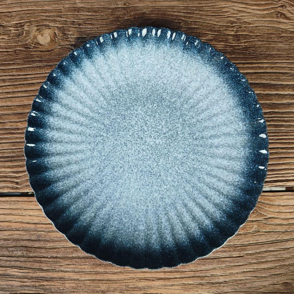 Japanese Ceramic Round Plate - Western, Snack, Steak, Chrysanthemum, Salad Plate