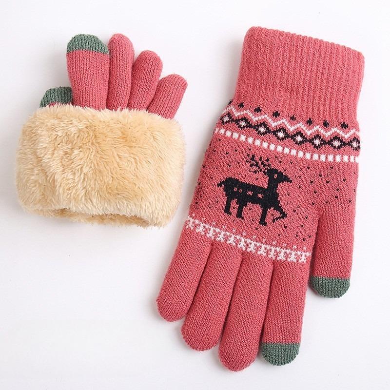 New knitted wool touch screen gloves men and women keep warm in autumn and winter Christmas magic adult cold protection