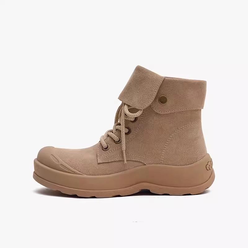 Big Yellow Boots Women's New Autumn and Winter Ugly Cute Platform Locomotive Martin Boots Single Boots Short Boots High Top Shoes