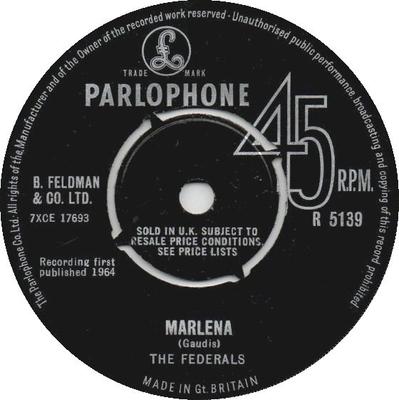 7-дюймовая пластинка FEDERALS - Marlena / Please Believe Me R5139 Parlophone 1964 UK Рок Б/У