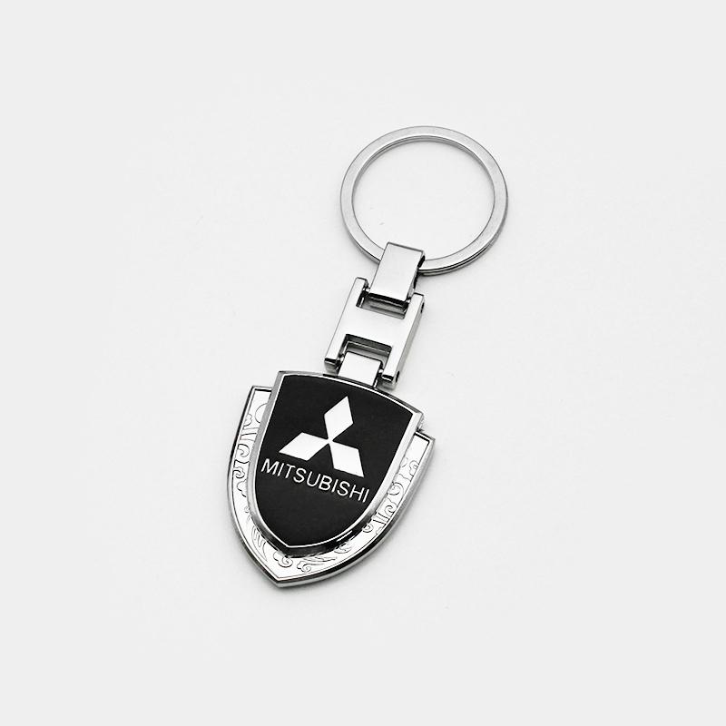 1Pc 3D Metal/Leather Car Logo Keychain For Mitsubishi Lancer Outlander Pajero ASX EX L200 Colt Auto Key Chain Key Ring Accessory