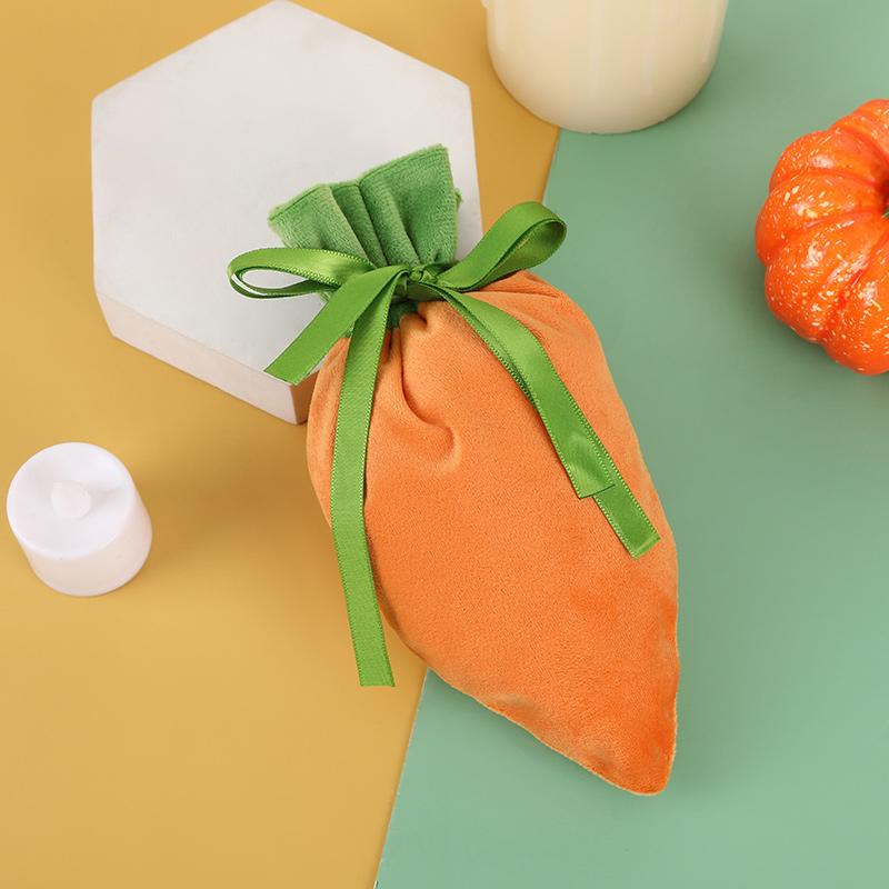 Easter Carrot Rabbit Bags Cute Bunny Gift Packing Velvet Valentine's Day Chocolate Candy Bags Wedding Party Jewelry Organizer