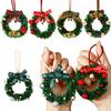 Christmas Wreath Decoration Mini Wreath with Bow And Bell Artificial Greenery Wreath for Tree Door Wall Holiday Home Decoration
