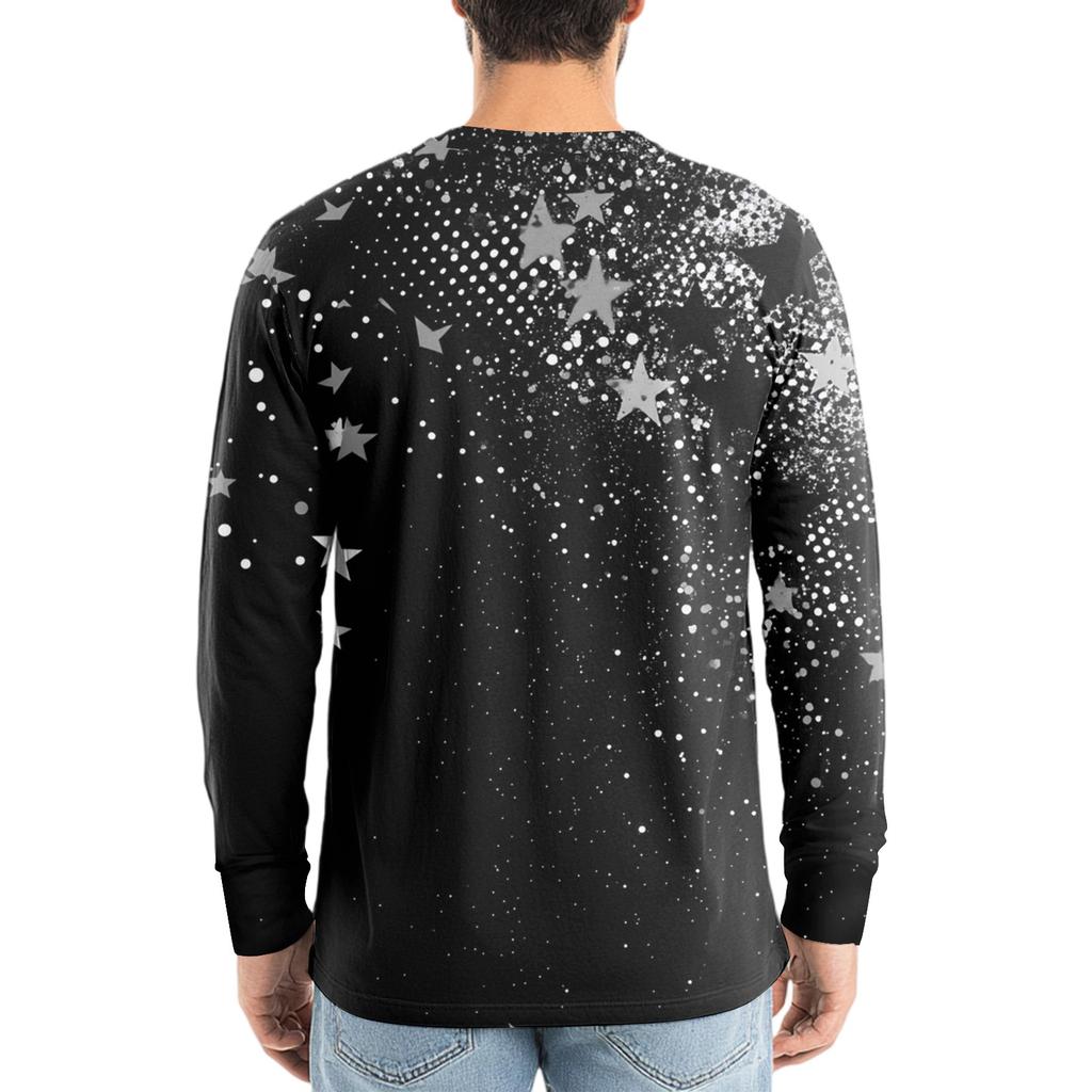 Мужская футболка с V-образным вырезом, повседневная, модная, с принтом, с длинным рукавом