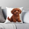 Poodle Toy Love Red Brown Cream Pillowcase Polyester Linen Velvet Pattern Zip Decorative Sofa Cushion Cover