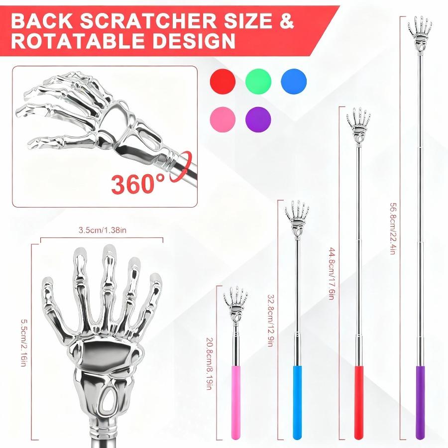 10-Pack 4-Color Retractable Ghost Claw Back Scratcher – Portable Anti-Itch Tool with Colorful Handles, Ideal Stocking Stuffer
