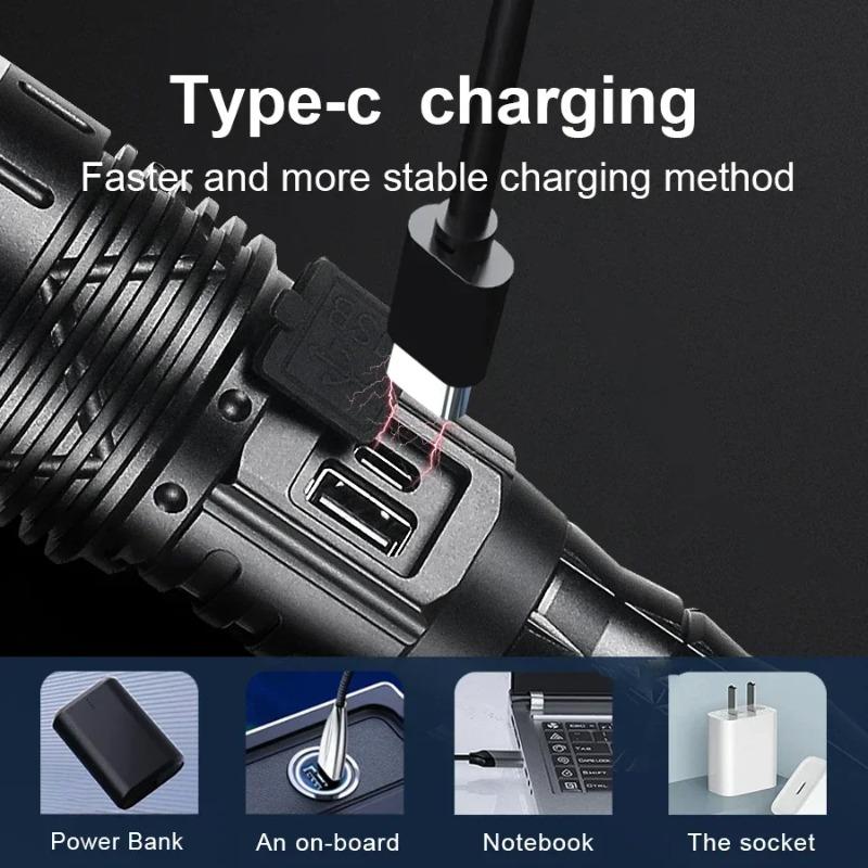 Светодиодные фонари высокой мощности Супер яркий перезаряжаемый фонарь 4000M Самый мощный фонарь Наружный кемпинговый фонарь